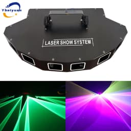 Fan-Shaped Six-Hole Laser Light RGB Full-Color Laser Scanning Projector DMX512 Stage Effect DJ Disco Dance Floor Bar Party Light