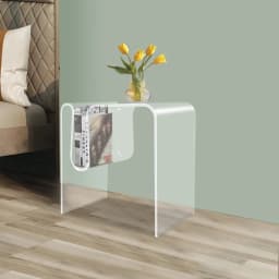 Acrylic Side Table M-Shaped Side Table Clear Bedside Table For the Living Room Bedroom Office Max Load Capacity 20kg 45*30*45cm