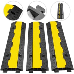 SucceBuy 2 Channel Cable Protector Ramp Wire Cable Cover Cord Guard Rubber + PVC 11000LBS Speed Bump Parking Driveway Traffic