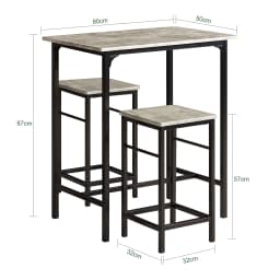 Sobuy Ogt10 Bar Table Set 3-Piece Bistro Table with 2 Chairs Dining Table Seating Group