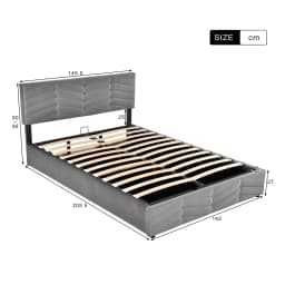 Upholstered Bed 140 × 200cm Hydraulic Function Double Bed with Storage Adjustable Height Head Part Velvet
