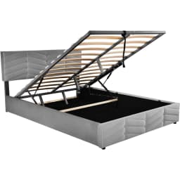 Upholstered Bed 140 × 200cm Hydraulic Function Double Bed with Storage Adjustable Height Head Part Velvet