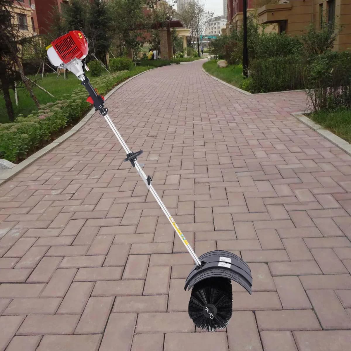 Portable 52cc Gasoline 2 Stroke Engine Power Snow Sweeping Broom Cleaner Tools for Cleaning Driveway Turf Lawns Artificial Grass