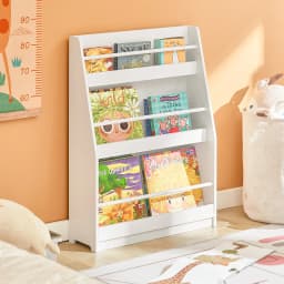 Sobuy Kmb45-W Kids' Shelf Bookcase Children's Bookshelf Wall Shelf Storage Rack with 3 Shelves for Books and Decor