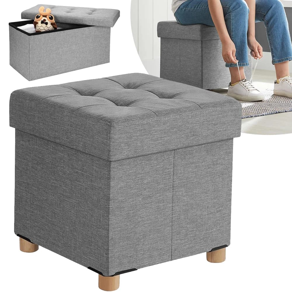 Storage Foot Stool Foldable Bench Seat Stool Footchair Removable Lid Upholstered Seat 76*38*38cm/38*38*32cm