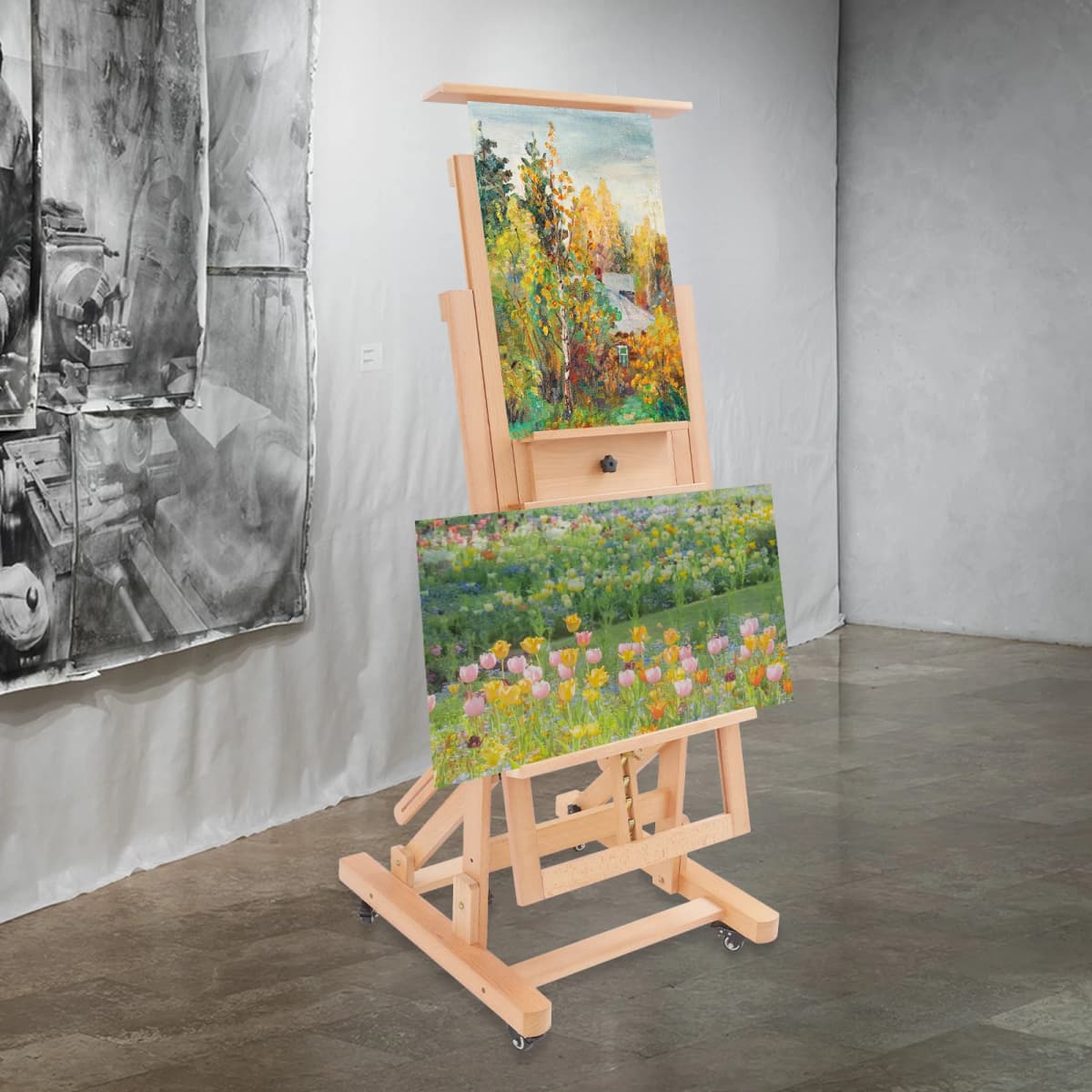 Artist Easel, Wooden A-Frame Easel, Studio Easel, 1.5m, Height Adjustable Drawing Holder, Canvas Stand, Portable Easel