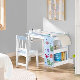 SoBuy KMB60 2 PCs kids table and chair set with stickers DIY kids desk with 3 pen holders