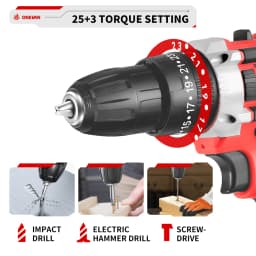 ONEVAN 500W Cordless Electric Drill 38N.M Torque Power Drill Tool Set for Construction&Carpentry&Home Diy For Makita Battery Pin