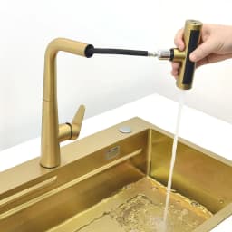 Gold Waterfall Faucet Kitchen Sink Nano Sink 304 Stainless Steel Golden Topmount Single Bowl Wash Basin 4 Function Kitchen Faucet