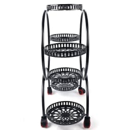 Metal Plant Stands 6 Pots Plants Flower Holder 4 Tier Display Shelf Rack with Wheels for Patio Garden Yard Home Decor