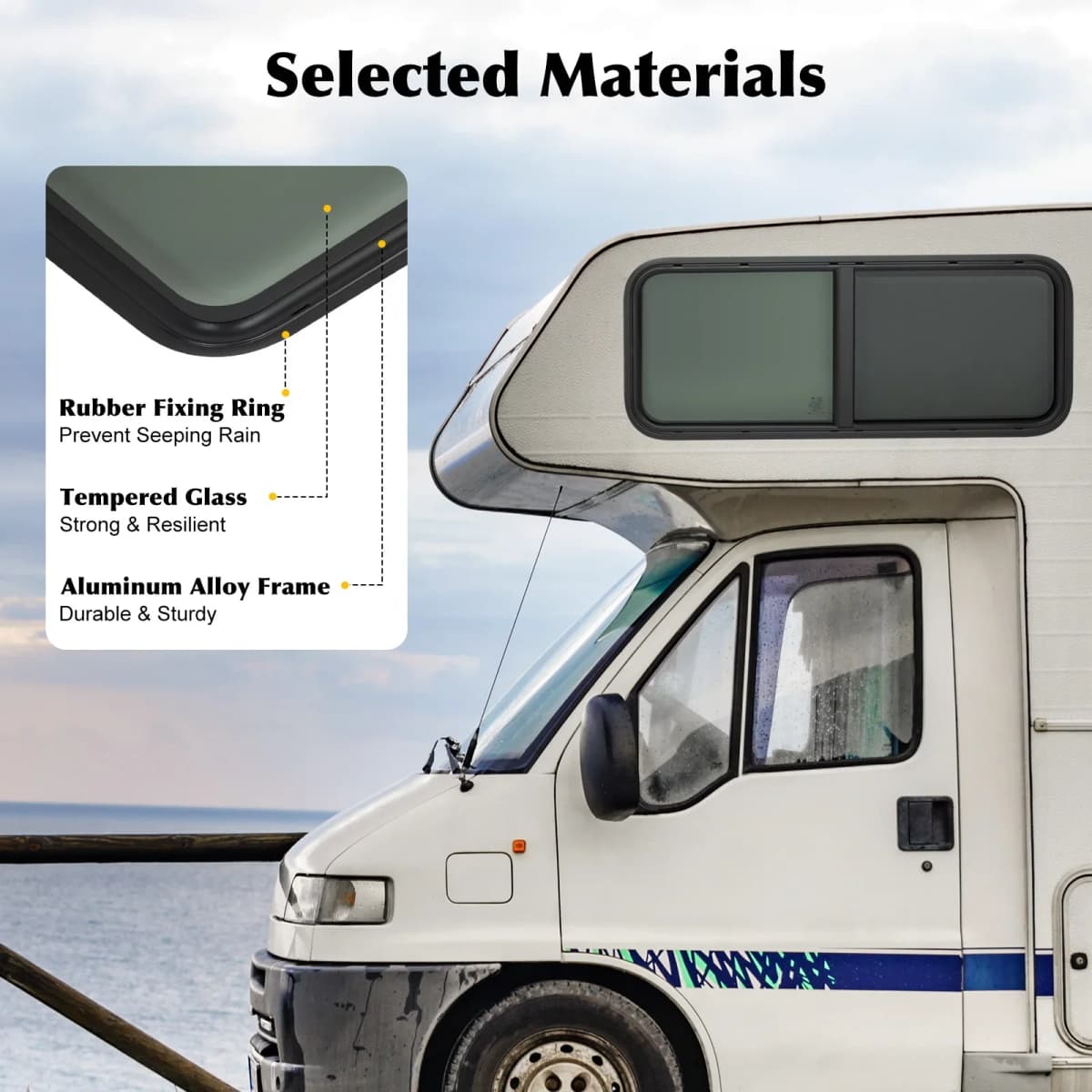 Room Window Caravan Side Window Stained Sliding Window Insect-proof 1000 X 400mm for Trailers, Pickup Truck or Modified Vehicle