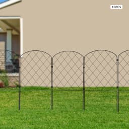 10pcs Metal Garden Fence Panels Decorative Garden Fence Animal Barrier Iron Fence Panels 61x33x6cm Diamond