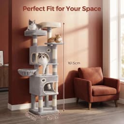 159cm Cat Tree for Indoor Cats, Cat Tower, Multi-Level Cats Condo with 8 Scratching Posts, 3 Platforms, 2 Caves, Basket