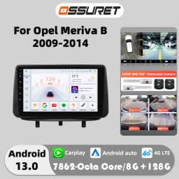 2DIN 360 Camera Android Autoradio for Opel Meriva B 2009 - 2014 AI Carplay multimedia plaeyr GPS Stereo 9"car intelligent Screen