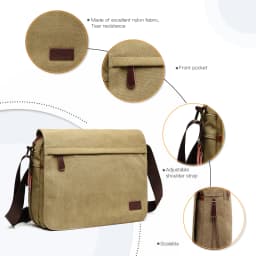 KONO Waterproof Canvas Messenger Bag For 13 Inch Laptop Durable, Practical For school And Work
