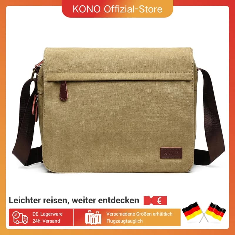 KONO Waterproof Canvas Messenger Bag For 13 Inch Laptop Durable, Practical For school And Work