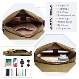 KONO Waterproof Canvas Messenger Bag For 13 Inch Laptop Durable, Practical For school And Work