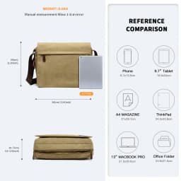 KONO Waterproof Canvas Messenger Bag For 13 Inch Laptop Durable, Practical For school And Work