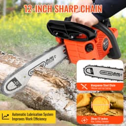 CONENTOOL 12 Inch Oil Chainsaw Wood Logging Cutting Electric Chain Saw Pruning Branches One-Handheld Garden Tools Chain Saw 25CC