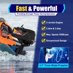 55CC 2 Stroke Outboard Motor 2.6KW outboard Fishing Boat Motor Engine with Air Cooling for Inflatable Boat Kayak Canoe Sailboat