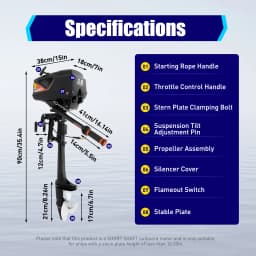 55CC 2 Stroke Outboard Motor 2.6KW outboard Fishing Boat Motor Engine with Air Cooling for Inflatable Boat Kayak Canoe Sailboat
