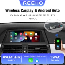 REEIIO For BMW X5 X6 F15 F16 F85 F86 F70 E71 E72 NBT CIC Wireless CarPlay Support for Android Auto AirPlay Mirroring Camera