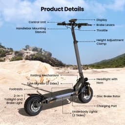 W9 10 inch Off Road Electric Scooter 1000W Rear Motor 48V14Ah Battery 45km/h 35-45KM Range Dual Disc Brakes With APP E Scooter