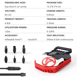 Inflatable kayak Boat Pump ForSUP Accessories Electric 20PSI 120W Stand Up Paddle Board Inflate Deflate Marine Boat Supplies