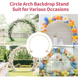 2.5*2.3M Circular Metal Arch DIY Decorative Stand Balloon Wreath Flower Vine Arch Wedding Party Golden Background Standing Arch