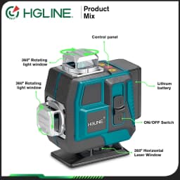 HGLINE 16 Lines 4D Laser Level leveling Tool Power Display Self-leveling 360 Horizontal And Vertical Cross Laser Level Machine