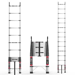 Newest Telescoping Ladder 5M Stainless Steel Heavy Duty Portable Compact Ladder with Hooks 16.4FT Multi Purpose Collapsible
