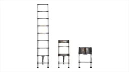 Newest Telescoping Ladder 5M Stainless Steel Heavy Duty Portable Compact Ladder with Hooks 16.4FT Multi Purpose Collapsible