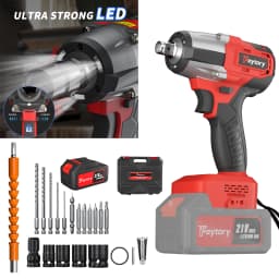 Heavy Duty Cordless Impact Wrench 21V - 4000mAh Li-ion Battery,12 Sockets, LED Light,Electric Power Tool for Automotive, DIY