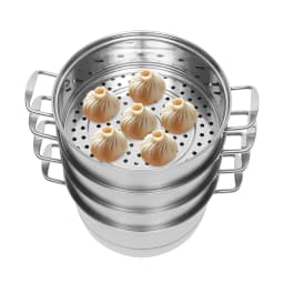 304 Stainless Steel Steamer Pot 5 Tiers Steamer 3.9in 2.38 Gallon with Steam Compartments for Gas Furnaces Induction Cookers