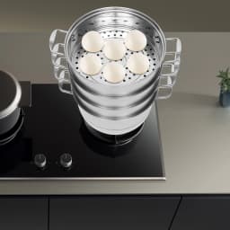 304 Stainless Steel Steamer Pot 5 Tiers Steamer 3.9in 2.38 Gallon with Steam Compartments for Gas Furnaces Induction Cookers
