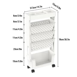 5-Layer Movable Bookshelf Trolley Document Book Magazine Stationery Trolley Classroom Office Snacks Water Bottle Storage Rack