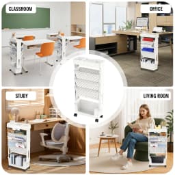5-Layer Movable Bookshelf Trolley Document Book Magazine Stationery Trolley Classroom Office Snacks Water Bottle Storage Rack