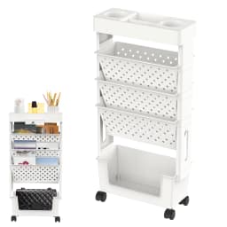 5-Layer Movable Bookshelf Trolley Document Book Magazine Stationery Trolley Classroom Office Snacks Water Bottle Storage Rack