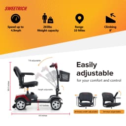 S1 SPORT Sport Mobility Scooter for Senior 25 km Range Foldable 12Ah Lead Acid Battery 4 Wheels 136 kg Load Power