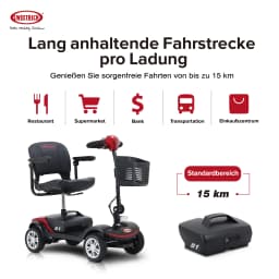 S1 SPORT Sport Mobility Scooter for Senior 25 km Range Foldable 12Ah Lead Acid Battery 4 Wheels 136 kg Load Power