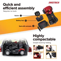 S1 SPORT Sport Mobility Scooter for Senior 25 km Range Foldable 12Ah Lead Acid Battery 4 Wheels 136 kg Load Power