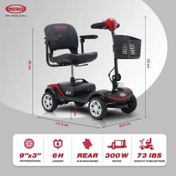 S1 SPORT Sport Mobility Scooter for Senior 25 km Range Foldable 12Ah Lead Acid Battery 4 Wheels 136 kg Load Power