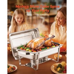 SucceBuy 8Qt 4/6 Packs Chafing Dish Buffet Set Stainless Steel Chafer Rectangle Catering Warmer Server w/Lid Water Pan for party