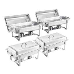 SucceBuy 8Qt 4/6 Packs Chafing Dish Buffet Set Stainless Steel Chafer Rectangle Catering Warmer Server w/Lid Water Pan for party
