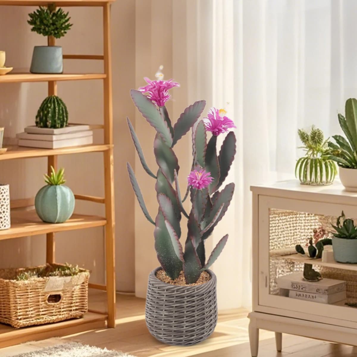 92cm Artificial Cactus Plant Realistic Texture Potted Fake Cactus Faux Cactus Plant For Home Garden Office Floor Decor