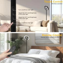 Smart Bright LED Corner Standing Rotatable Floor Lamp & Magnetic Remote Control, Dimmable Memory Light for Room Reading Office