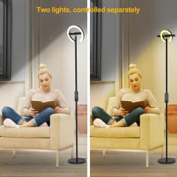 Smart Bright LED Corner Standing Rotatable Floor Lamp & Magnetic Remote Control, Dimmable Memory Light for Room Reading Office