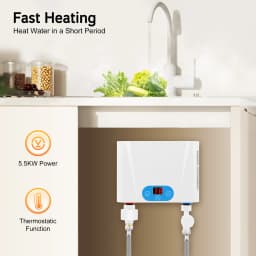 5.5KW Electric Instant Water Heater, Under Sink Tankless Mini Water Heater, Endless Hot Water for Kitchen Bathroom