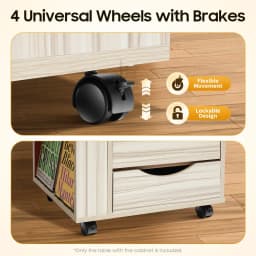 Functional Swivel Bedside Table Adjustable Bedside Cabinet with 4 Universal Wheels 2 Drawers Rotating end Table White Maple