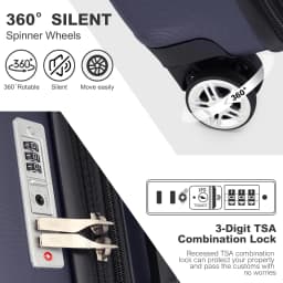 KONO hand luggage Suitcase-Lightweight hard case with TSA Lock & 4 spinner wheels, cabin-fit (55/65/75cm)